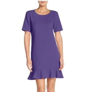 Charles Henry Ruffle Hem Shift Dress